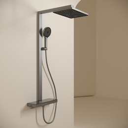 Душевая стойка с термостатом Sancos Vos SC6100GG, вороненая сталь - фото 