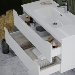 Тумба подвесная с раковиной-столешницей Sancos Norma 2.0 90 см NR2.090W - фото 