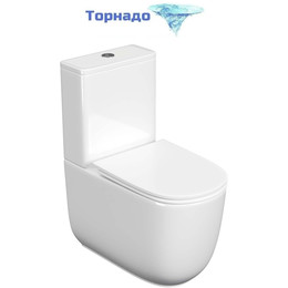 Унитаз-компакт безободковый Aquatek Optima Plus AQ4452-00 с тонкой крышкой микролифт (система смыва Торнадо) - фото 