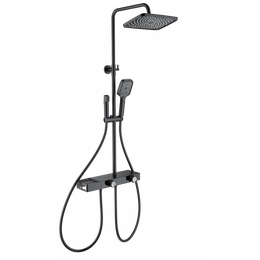 Душевая стойка с термостатом и гигиеническим душем Wonzon & Woghand Shelf WW-B4161-MB, чёрный матовый - фото 