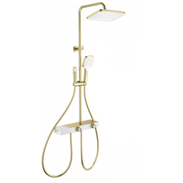 Душевая стойка с термостатом и гигиеническим душем Wonzon & Woghand Shelf WW-B4161-BG, золото брашированное - фото 