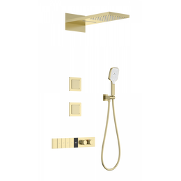 Душевая система для душа с термостатом Wonzon & Woghand WW-D4538-A-BG, золото брашированное - фото 