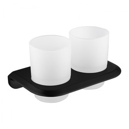 Стакан двойной для зубных щеток Abber Nord AA1557B, цвет чёрный матовый - фото 