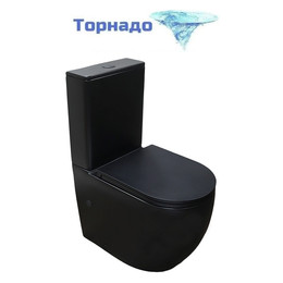 Унитаз-компакт безободковый Azario Cobalt-Black AZ-6089A-MB с быстросъемным сиденьем микролифт (система смыва Торнадо) чёрный матовый - фото 