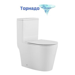 Унитаз-моноблок безободковый Azario Nimbus AZ-6080-AP с тонкой крышкой микролифт (система смыва Торнадо) - фото 