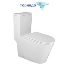 Унитаз-моноблок безободковый Azario Scala AZ-8101 с тонкой крышкой микролифт (система смыва торнадо) - фото 