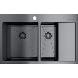 Кухонная мойка Omoikiri AKISAME 78-2-GM-L (4973101) 1,2 мм, вороненая сталь, Цвет производителя: вороненая сталь - фото 