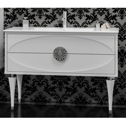 Тумба напольная с раковиной Smile Ибица 90 см, 2 ящика, белый/хром - фото 