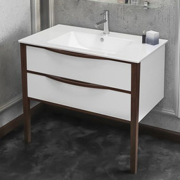 Тумба напольная с раковиной Smile Риголетто 90 см, 2 ящика, белый - фото 