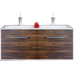 Тумба подвесная с раковиной Aqwella Malaga 120 см Mal.01.12/CD, белый/крафт, Цвет фасада: тёмное дерево - фото 