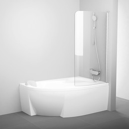 Шторка для ванны Ravak Rosa CVSK1 160/170 7QRS0C00Y1 R алюминий/прозрачное - фото 