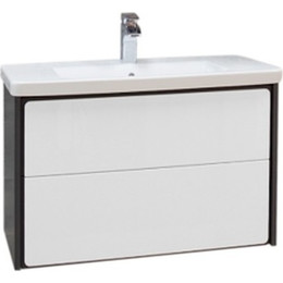 Тумба подвесная с раковиной Roca Ronda 80 см ZRU9302965, белый глянец/антрацит - фото 