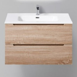 Тумба подвесная с раковиной BelBagno ETNA-800-2C-SO-WO-P 80 см, Rovere Bianco, Цвет фасада: Rovere Bianco - фото 