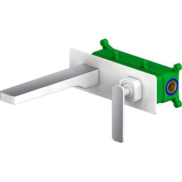 Смеситель для раковины настенный Timo Torne 4371/00-16SM, хром/белый - фото 