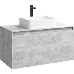 Тумба подвесная со столешницей Aqwella 5 Stars Mobi 100 см MOB0110BS/MOB0710BS, бетон светлый - фото 