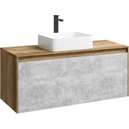 Тумба подвесная со столешницей Aqwella 5 Stars Mobi 120 см MOB0112DB/MOB0712BS, дуб балтийский/бетон светлый - фото 