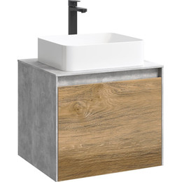 Тумба подвесная со столешницей Aqwella 5 Stars Mobi 60 см MOB0106BS/MOB0706DB, бетон светлый/дуб балтийский - фото 