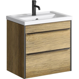 Тумба подвесная с раковиной Aqwella Fargo 60 см FRG0106DB, дуб балтийский - фото 