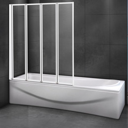 Шторка для ванны Cezares Relax V-4 90 см, белый/прозрачное - фото 