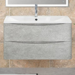 Тумба подвесная с раковиной BelBagno ACQUA-900-2C-SO-CVG 90 см, Cemento Verona Grigio, Цвет фасада: Cemento Verona Grigio - фото 