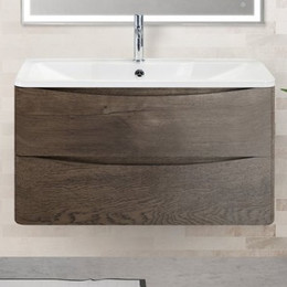 Тумба подвесная с раковиной BelBagno ACQUA-800-2C-SO-RNG 80 см, Rovere Nature Grigio, Цвет фасада: Rovere Nature Grigio - фото 