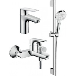 Набор смесителей 3 в 1 для ванны с коротким изливом Hansgrohe Logis E 100 (с) - фото 
