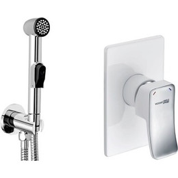 Набор для гигиенического душа WasserKraft A010656WHITE (шланг 100 см), хром/белый - фото 