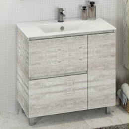 Тумба напольная с раковиной Comforty Верона 90 см, дуб белый - фото 