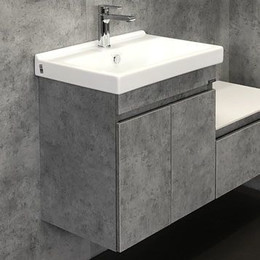 Тумба подвесная с раковиной Comforty Осло 60 см, бетон светлый - фото 
