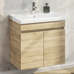 Тумба подвесная с раковиной Comforty Тромсе 60 см, дуб сонома - фото 