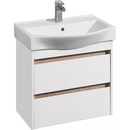 Тумба подвесная с раковиной Акватон Нортон 65 см 1A2488K0NT010, белый/дуб эндгрейн - фото 