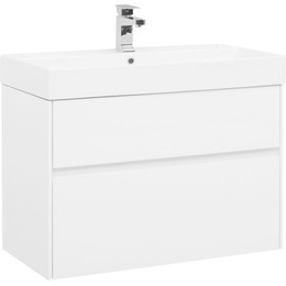 Тумба подвесная с раковиной Aquanet Бруклин 85 см 203960, белый - фото 