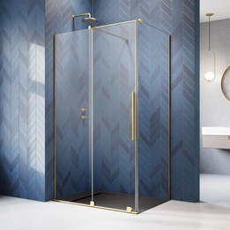 Душевое ограждение Radaway Furo Gold KDJ 130х100 см L (стекло 8 мм), золото/прозрачное - фото 