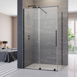 Душевое ограждение Radaway Furo Black KDJ 130х100 см L (стекло 8 мм), черный/прозрачное - фото 