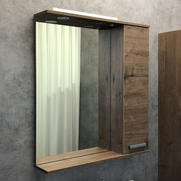 Зеркало-шкаф Comforty Марио 75 см, дуб тёмный - фото 