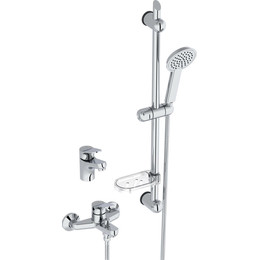 Набор смесителей 3 в 1 для ванны с коротким изливом Jacob Delafon Brive E78121-CP - фото 