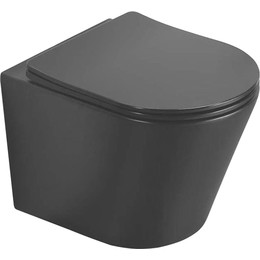 Унитаз подвесной CeramaLux Rimless B2330-1MB с крышкой микролифт, черный матовый, Цвет производителя: чёрный матовый - фото 