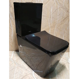 Унитаз-компакт CeramaLux Rimless NS-2170-18 с крышкой микролифт, черный глянцевый (арматура Geberit), Цвет производителя: чёрный глянцевый - фото 