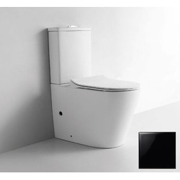 Унитаз-компакт CeramaLux Rimless NS-2178-18 с крышкой микролифт, (арматура Geberit) черный глянцевый - фото 