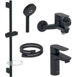 Набор смесителей 3 в 1 для ванны с коротким изливом Jacob Delafon Oscar E29845RU-BL, черный матовый - фото 