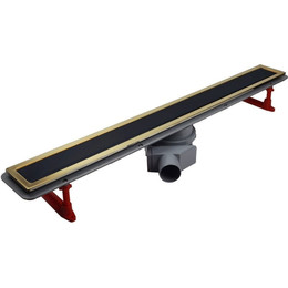 Трап Pestan (BETTOSERB) Confluo Premium Black Glass Line Gold 75 см 13100117, нержавеющая сталь/стекло, золото/черный, Цвет производителя: чёрный, золото, Размер трапа: 750 - фото 