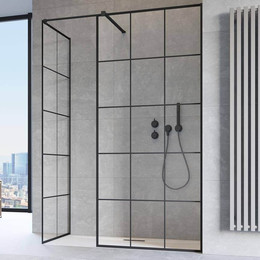 Душевое ограждение Radaway Modo New Black III Factory 90x85 см (стекло 8 мм), черный/прозрачное - фото 