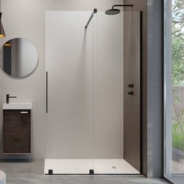 Душевая перегородка Radaway Furo Black Walk-in 90x200 см 10106488-54-01R (стекло 8 мм), черный/прозрачное - фото 