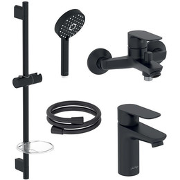 Набор смесителей 3 в 1 для ванны с коротким изливом Jacob Delafon Oscar E29847RU-BL, черный матовый - фото 