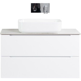 Тумба подвесная со столешницей BelBagno ETNA-1000-2C-SO-BL-P 100 см, Bianco Lucido/Bianco Opaco, Цвет фасада: Bianco Lucido - фото 