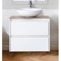 Тумба подвесная со столешницей BelBagno KRAFT-700-2C-SO-BO 70 см, Bianco Opaco/Cemento - фото 