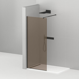 Душевая перегородка Cezares 120 см LIBERTA-L-1-120-BR-NERO (телескопический кронштейн, стекло 8 мм) черный/бронза - фото 