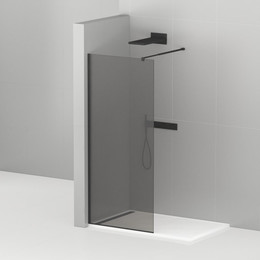 Душевая перегородка Cezares 110 см LIBERTA-L-1-110-GR-NERO (телескопический кронштейн, стекло 8 мм) черный/тонированное - фото 