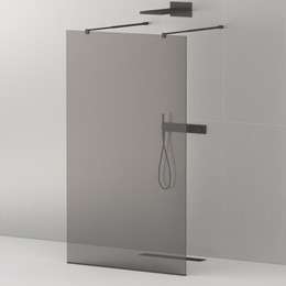 Душевая перегородка Cezares 110 см LIBERTA-L-2-110-GR-NERO (телескопические кронштейны, стекло 8 мм) черный/тонированное - фото 