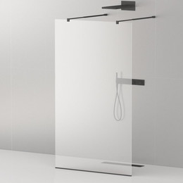 Душевая перегородка Cezares 90 см LIBERTA-L-2-90-C-NERO (телескопические кронштейны, стекло 8 мм) черный/прозрачное - фото 